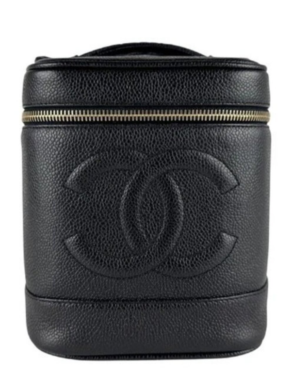 Auth CHANEL Handbag Vanity Bag Black Leather/Goldtone - z9507